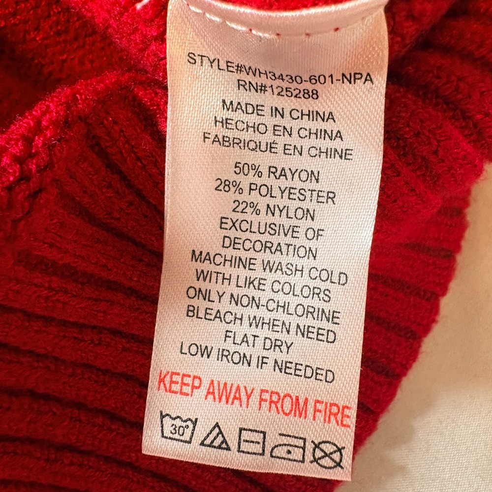 Rae Dunn Merry Sweater Womens XL Red Knit Holiday Pullover Festive Relaxed Fit - Picture 4 of 9